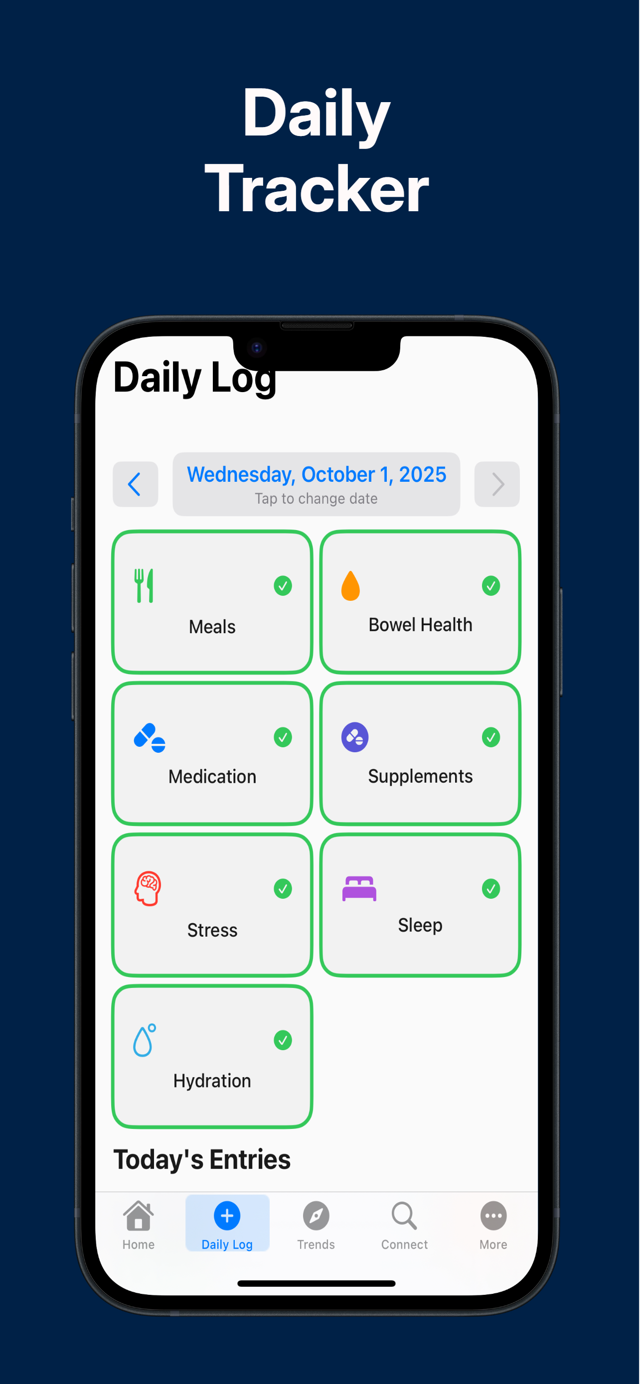 IBDPal symptom or meal logging view